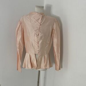 Vintage 80s Does Victorian Pink Regency Peplum Blouse